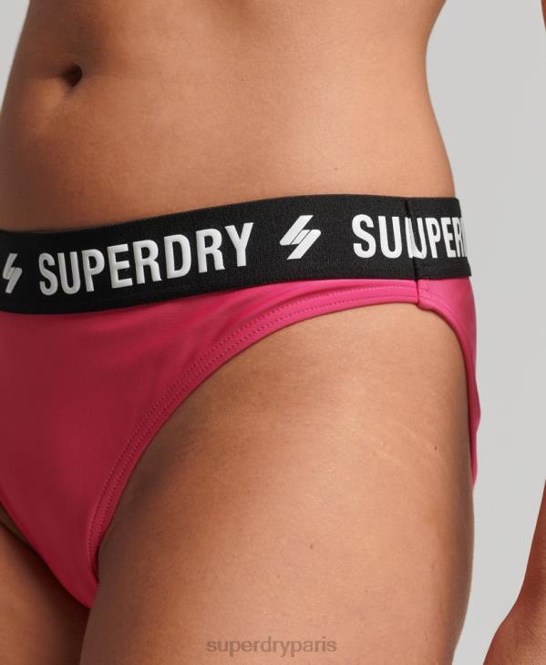 Superdry femmes culotte de bikini élastique recyclée D64Z6697 vêtements rose