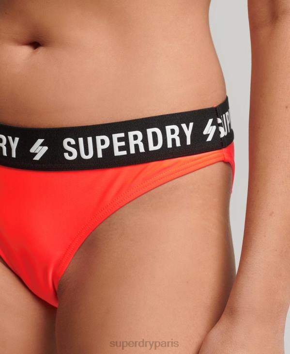 Superdry femmes culotte de bikini élastique recyclée D64Z6733 vêtements corail