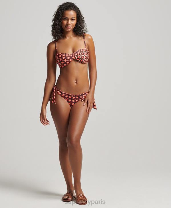 Superdry femmes haut de bikini bandeau recyclé à mélange d'imprimés D64Z3198 vêtements rouge