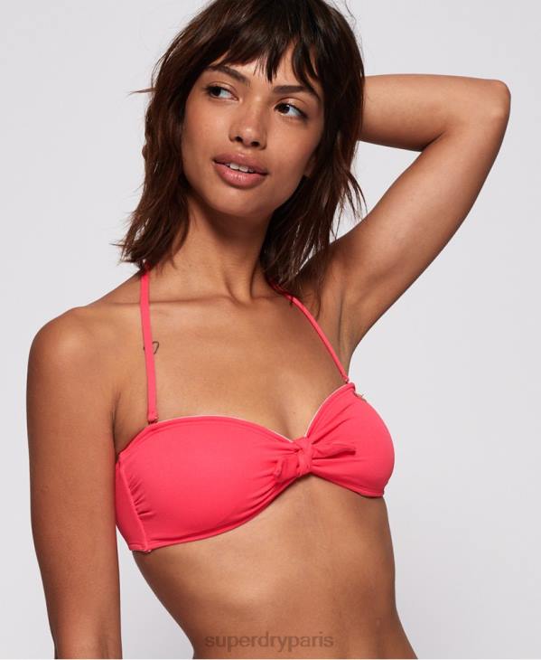 Superdry femmes haut de bikini bandeau texturé à picots D64Z3265 vêtements rose