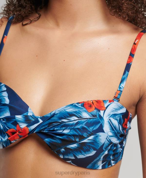 Superdry femmes haut de bikini bandeau torsadé vintage D64Z6522 vêtements bleu foncé
