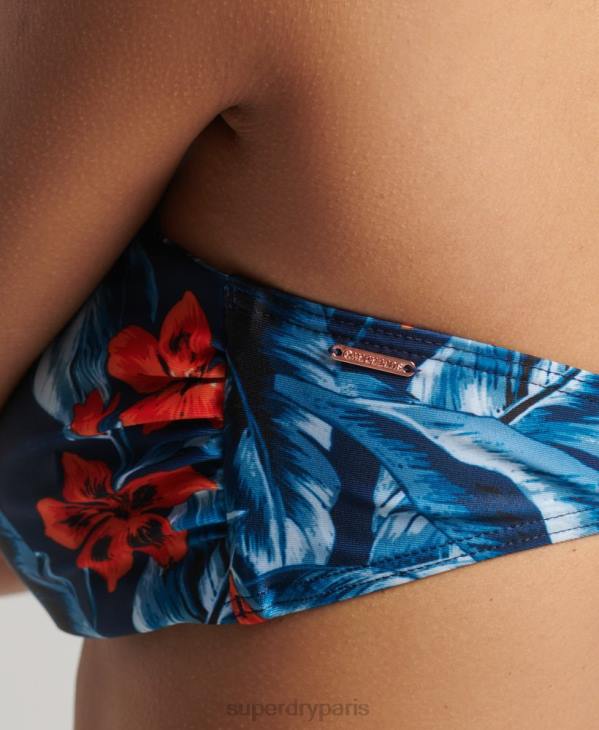 Superdry femmes haut de bikini bandeau torsadé vintage D64Z6522 vêtements bleu foncé