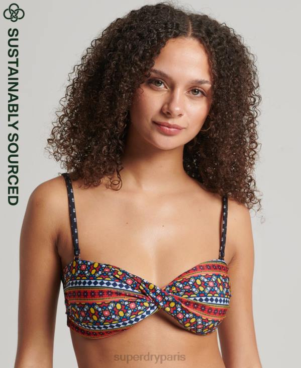 Superdry femmes haut de bikini bandeau torsadé vintage D64Z6636 vêtements multi