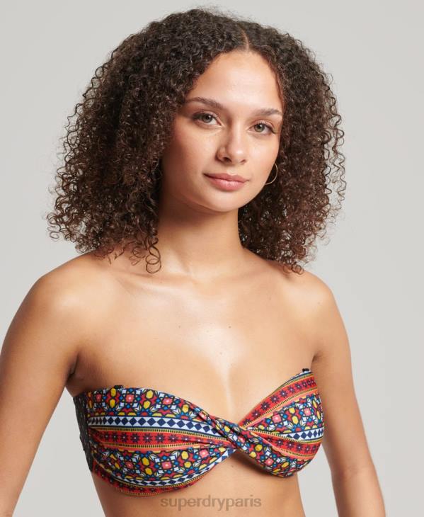 Superdry femmes haut de bikini bandeau torsadé vintage D64Z6636 vêtements multi