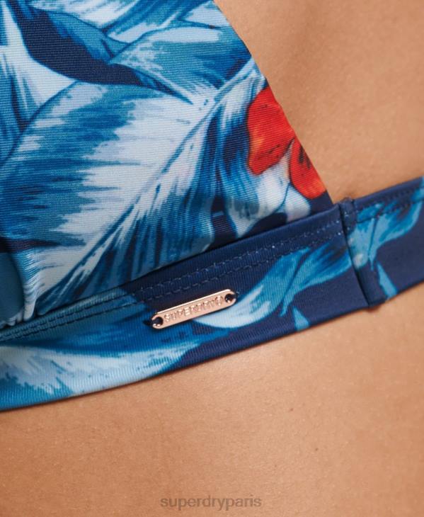 Superdry femmes haut de bikini dos nu vintage D64Z6767 vêtements bleu foncé