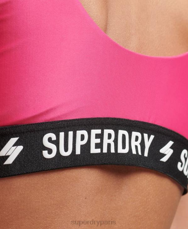 Superdry femmes haut de bikini élastique code D64Z3243 vêtements rose