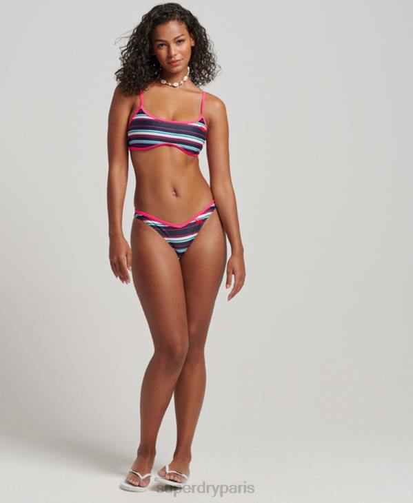 Superdry femmes haut de bikini rayé recyclé D64Z3214 vêtements multi