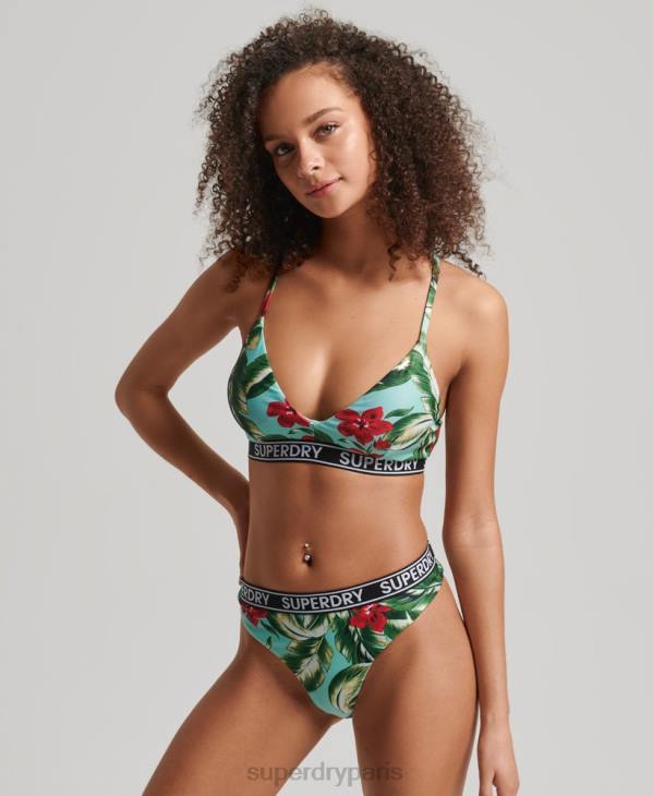 Superdry femmes haut de bikini recyclé à logo surf vintage D64Z3254 vêtements vert