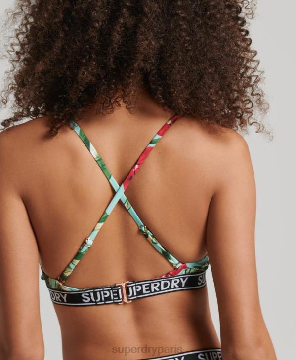 Superdry femmes haut de bikini recyclé à logo surf vintage D64Z3254 vêtements vert