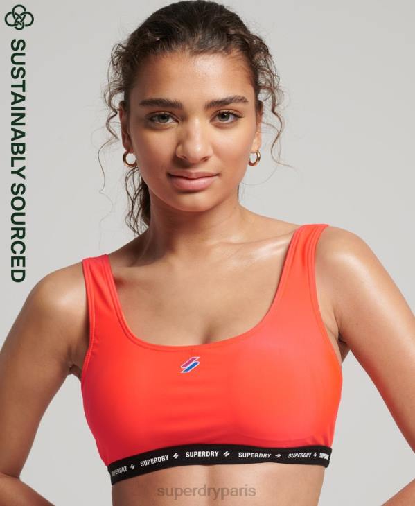 Superdry femmes haut de bikini recyclé micro-élastique D64Z3244 vêtements corail