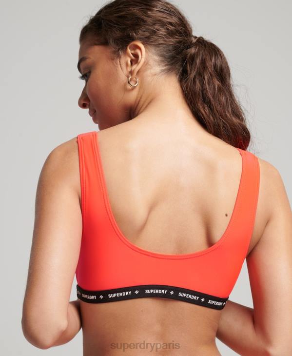 Superdry femmes haut de bikini recyclé micro-élastique D64Z3244 vêtements corail