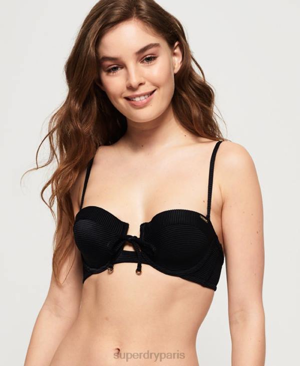 Superdry femmes haut de bikini texturé alice D64Z3251 vêtements noir