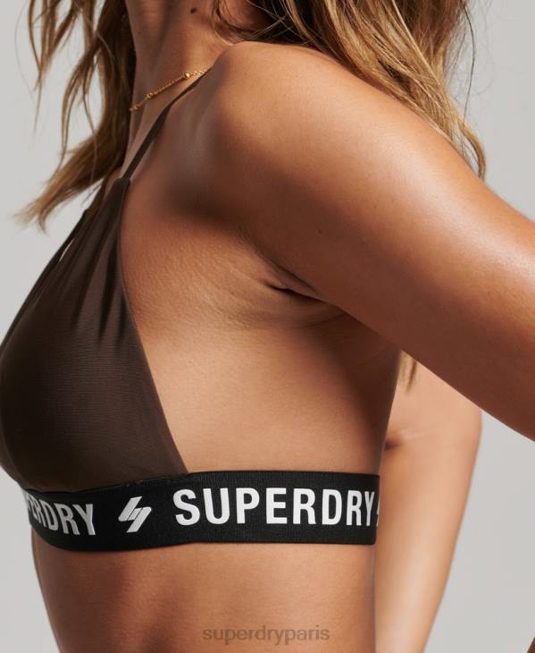 Superdry femmes haut de bikini triangle élastique recyclé D64Z3206 vêtements brun
