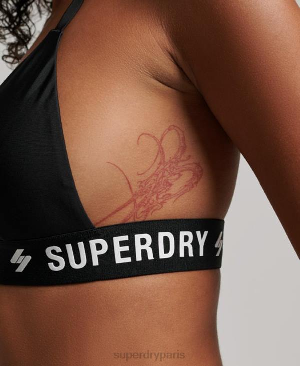 Superdry femmes haut de bikini triangle élastique recyclé D64Z3235 vêtements noir