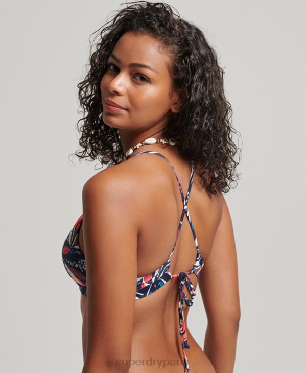 Superdry femmes haut de bikini triangle recyclé D64Z3182 vêtements marine