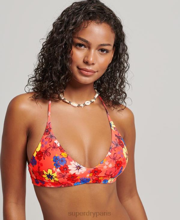 Superdry femmes haut de bikini triangle recyclé D64Z3192 vêtements orange