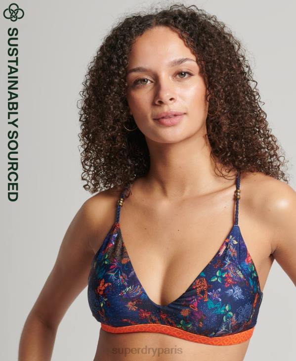 Superdry femmes haut de bikini tropical vintage D64Z6520 vêtements marine