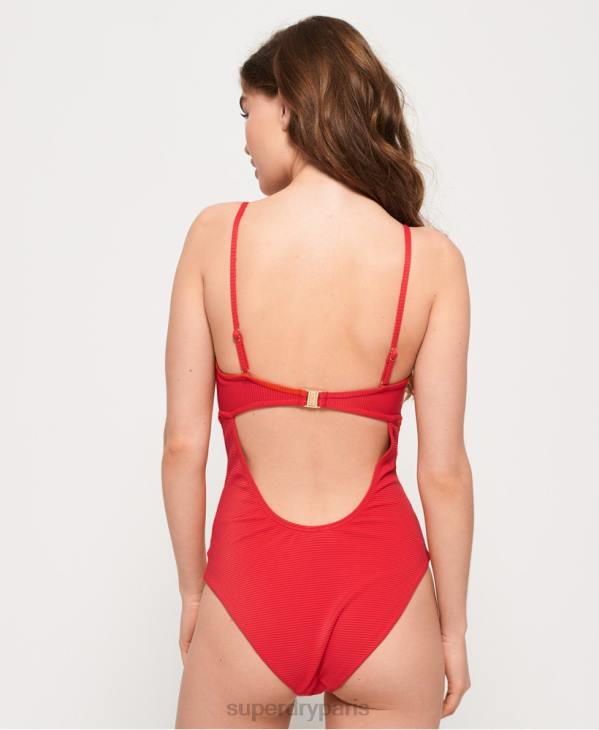 Superdry femmes maillot de bain texturé alice D64Z3262 vêtements rouge
