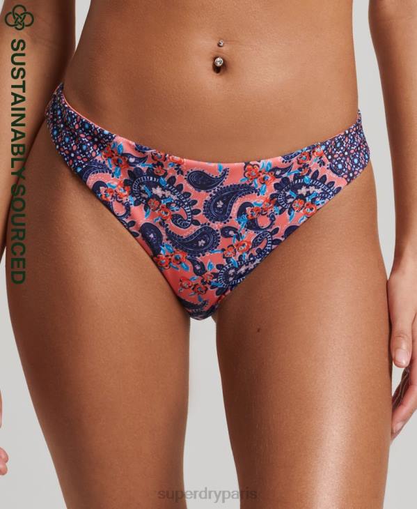 Superdry femmes slip de bikini surf vintage D64Z6644 vêtements corail