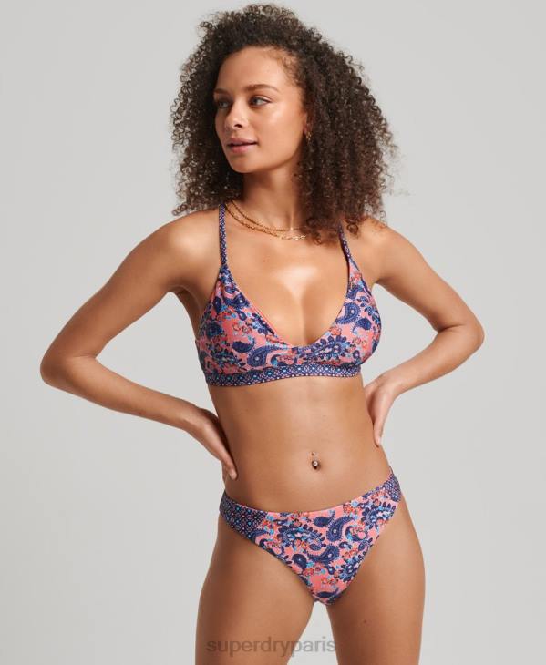Superdry femmes slip de bikini surf vintage D64Z6644 vêtements corail