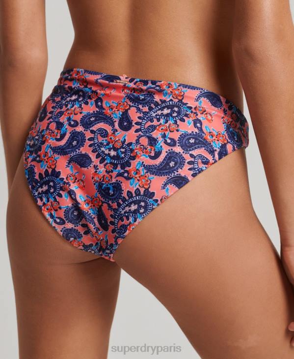 Superdry femmes slip de bikini surf vintage D64Z6644 vêtements corail