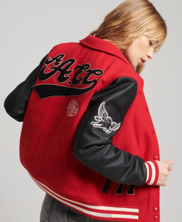 Superdry femmes bombardier universitaire mixte vintage D64Z5423 vêtements rouge
