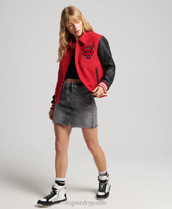 Superdry femmes bombardier universitaire mixte vintage D64Z5423 vêtements rouge