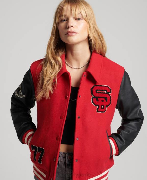 Superdry femmes bombardier universitaire mixte vintage D64Z5423 vêtements rouge