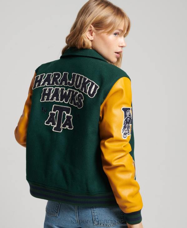 Superdry femmes bombardier universitaire mixte vintage D64Z5436 vêtements vert