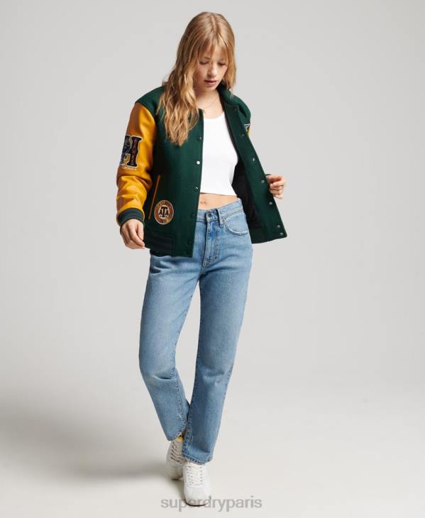Superdry femmes bombardier universitaire mixte vintage D64Z5436 vêtements vert