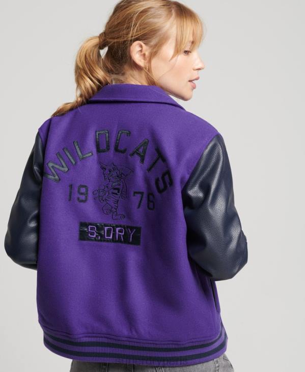 Superdry femmes bombardier universitaire mixte vintage D64Z5449 vêtements violet