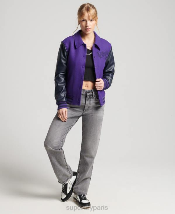 Superdry femmes bombardier universitaire mixte vintage D64Z5449 vêtements violet