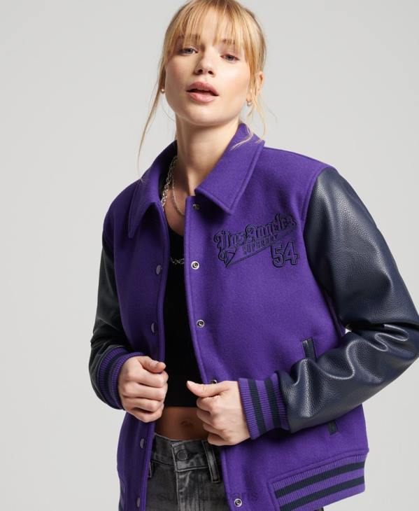 Superdry femmes bombardier universitaire mixte vintage D64Z5449 vêtements violet