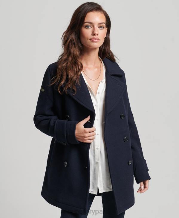 Superdry femmes caban en laine à double boutonnage D64Z3619 vêtements marine