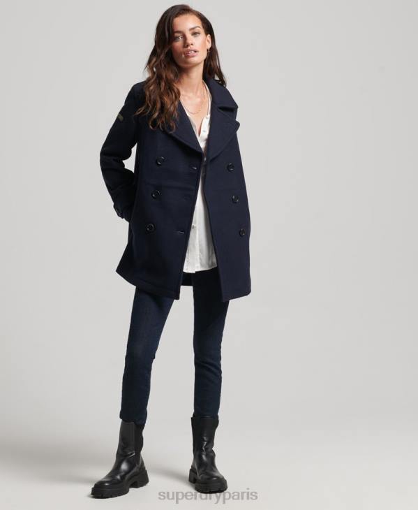 Superdry femmes caban en laine à double boutonnage D64Z3619 vêtements marine