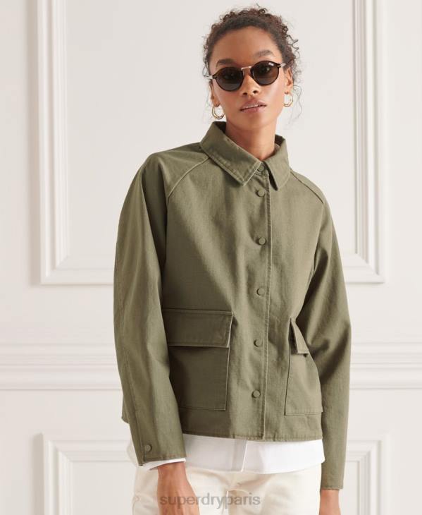 Superdry femmes corvée manteau D64Z5539 vêtements vert