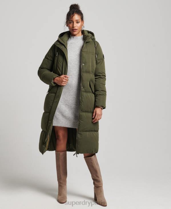 Superdry femmes doudoune à capuche en microfibre D64Z3732 vêtements vert