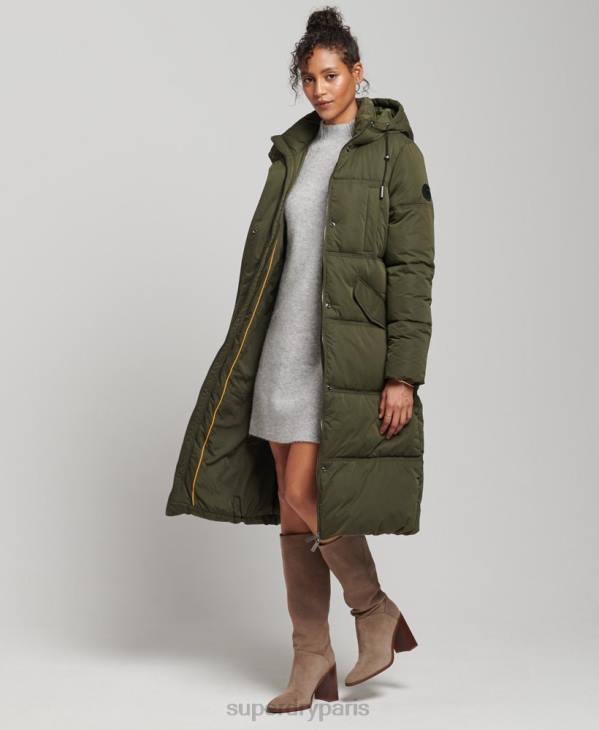 Superdry femmes doudoune à capuche en microfibre D64Z3732 vêtements vert