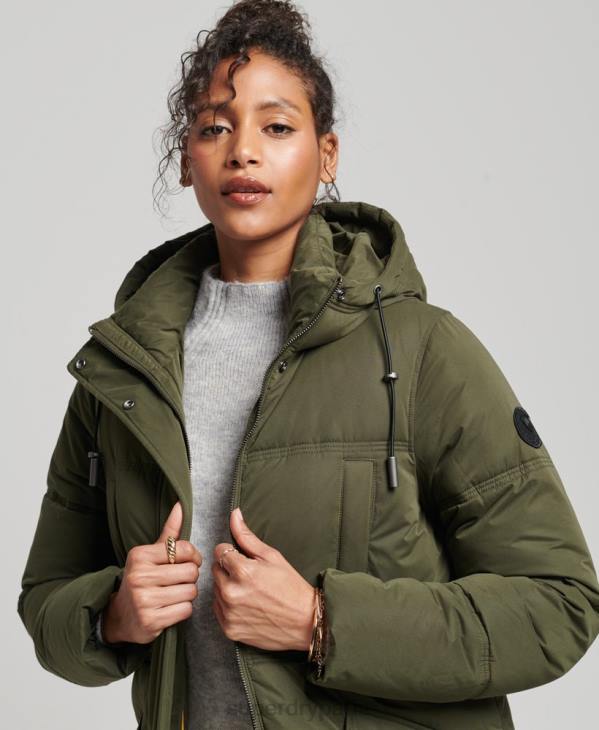 Superdry femmes doudoune à capuche en microfibre D64Z3732 vêtements vert