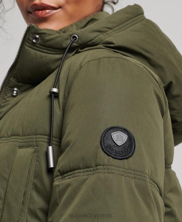 Superdry femmes doudoune à capuche en microfibre D64Z3732 vêtements vert