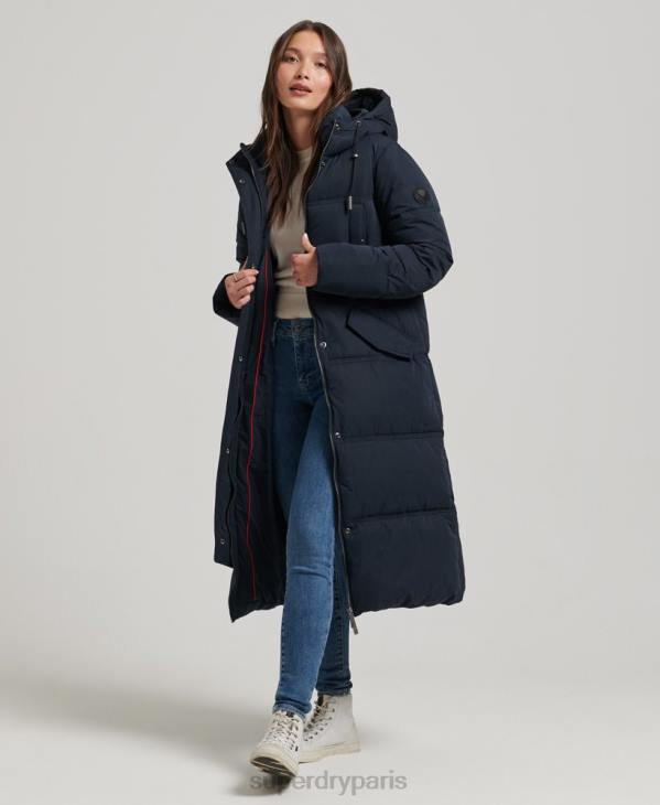 Superdry femmes doudoune à capuche en microfibre D64Z3814 vêtements marine