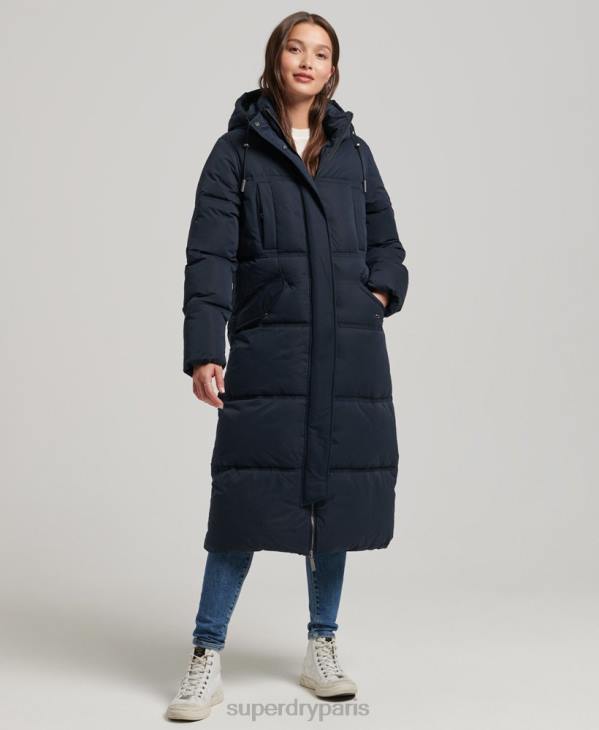 Superdry femmes doudoune à capuche en microfibre D64Z3814 vêtements marine