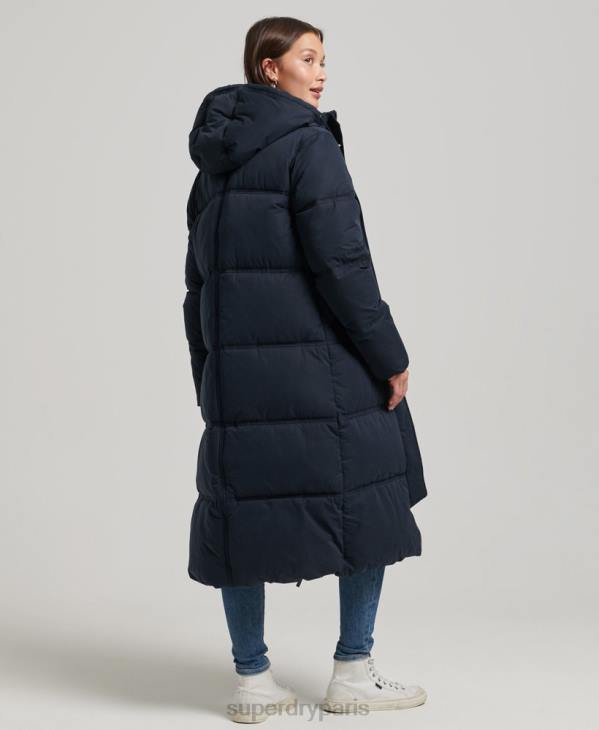 Superdry femmes doudoune à capuche en microfibre D64Z3814 vêtements marine