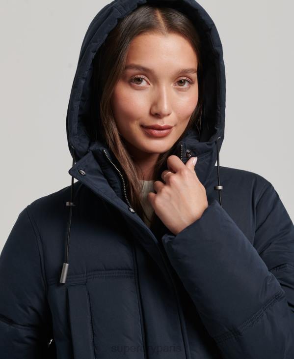 Superdry femmes doudoune à capuche en microfibre D64Z3814 vêtements marine