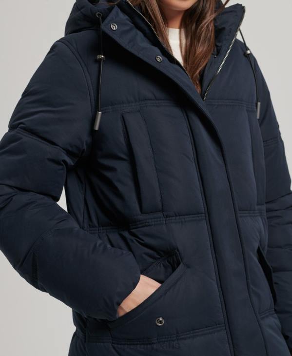 Superdry femmes doudoune à capuche en microfibre D64Z3814 vêtements marine