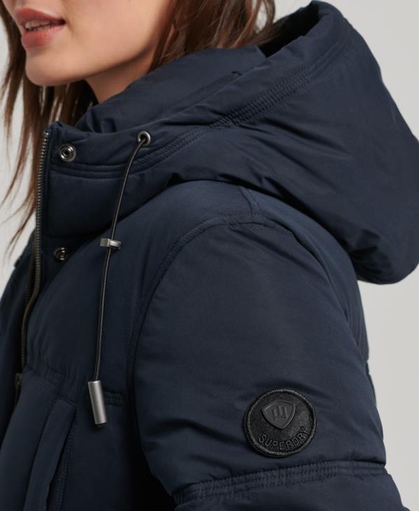 Superdry femmes doudoune à capuche en microfibre D64Z3814 vêtements marine