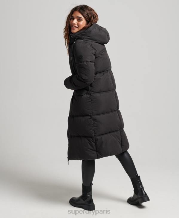 Superdry femmes doudoune à capuche en microfibre D64Z3823 vêtements noir