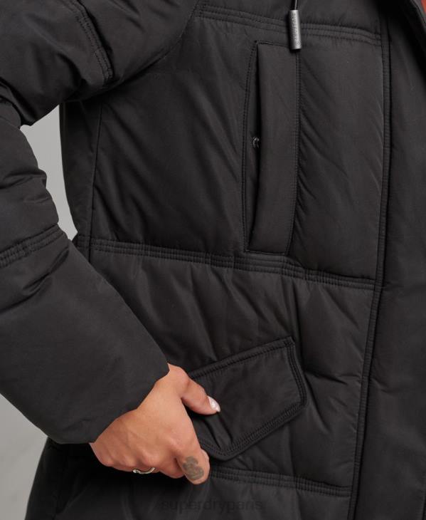 Superdry femmes doudoune à capuche en microfibre D64Z3823 vêtements noir