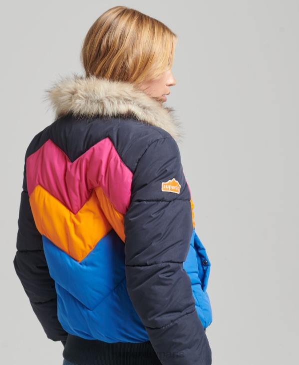 Superdry femmes doudoune courte à empiècements rétro D64Z5429 vêtements marine