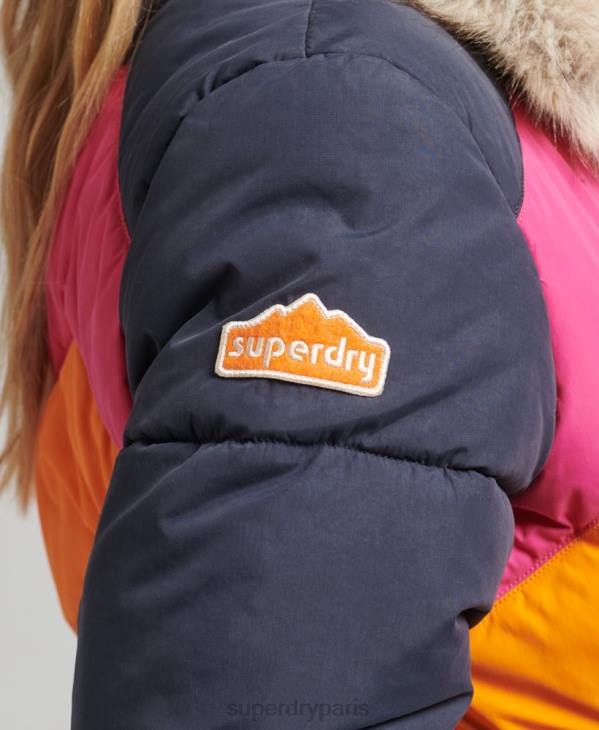 Superdry femmes doudoune courte à empiècements rétro D64Z5429 vêtements marine